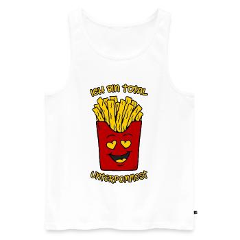 Ich bin total unterpommest Lustige Pommes Frites - Männer Premium Bio Tank Top - Weiß - Vorne - Michal (187cm)