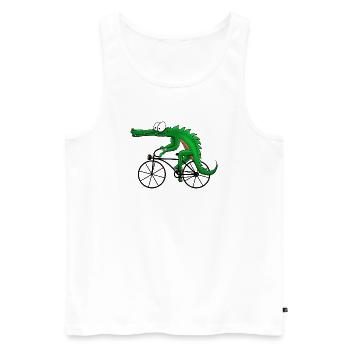 Crocodile with bike - Men's Premium Organic Tank Top - white - Front - Michal (187cm)