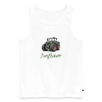 Jungbauer - Männer Premium Bio Tank Top - Weiß - Vorne - Michal (187cm)