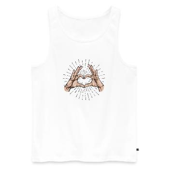 Émotions Humanité Paix Amour Cœur - Débardeur bio Premium Homme - blanc - Devant - Michal (187cm)