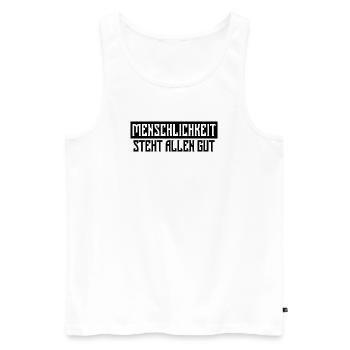 Menschlichkeit Statement Liebe Frieden Freiheit - Männer Premium Bio Tank Top - Weiß - Vorne - Michal (187cm)