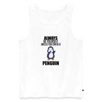 Pinguin Pinguine - Männer Premium Bio Tank Top - Weiß - Vorne - Michal (187cm)