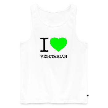 I LOVE VEGETARIAN Vegetarisch Vegetarier - Männer Premium Bio Tank Top - Weiß - Vorne - AI Model Male 178 light (178cm)