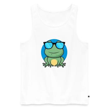 Cool Frog - Men's Premium Organic Tank Top - white - Front - AI Model Male 178 light (178cm)