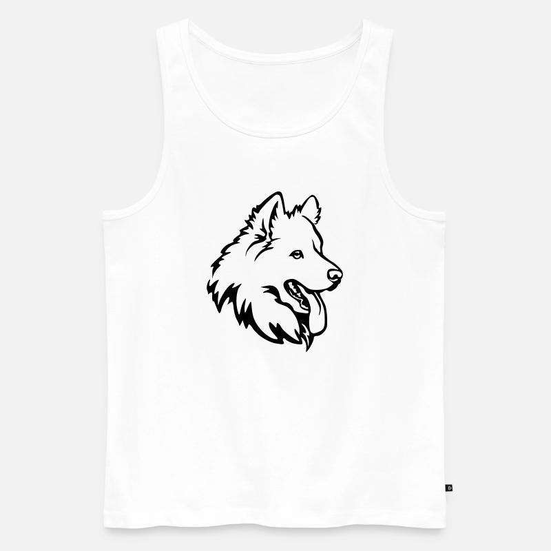 Samojede Kopf - Männer Premium Bio Tank Top - Weiß
