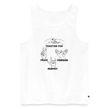 Together for peace, freedom and respect - Men's Premium Organic Tank Top - white - Front - AI Model Male 178 light (178cm)