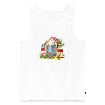 Maison de rêve pour tomber amoureux - Villa avec grand jardin - Débardeur bio Premium Homme - blanc - Devant - AI Model Male 178 light (178cm)
