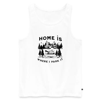 La maison est l’endroit où je Park It Camper dit drôle - Débardeur bio Premium Homme - blanc - Devant - Michal (187cm)
