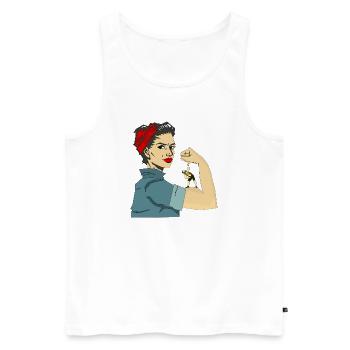 FEMMES FORTES - Débardeur bio Premium Homme - blanc - Devant - Michal (187cm)