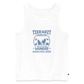 Tierarzt Sprüche Unmögliches - Männer Premium Bio Tank Top - Weiß - Vorne - Michal (187cm)