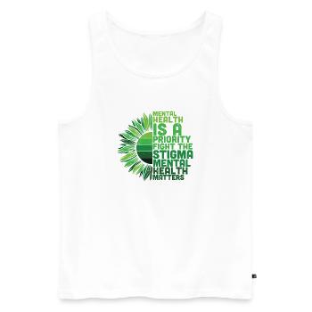 Mental Health Awareness Sonnenblume - Männer Premium Bio Tank Top - Weiß - Vorne - Michal (187cm)