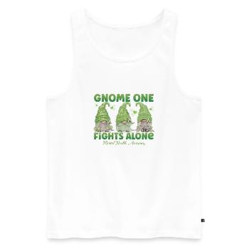 Gnome One Fights Alone Mental Health - Men's Premium Organic Tank Top - white - Front - AI Model Male 178 light (178cm)
