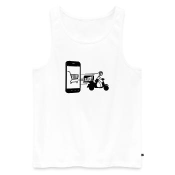 Achats en ligne et livraison scooter - Débardeur bio Premium Homme - blanc - Devant - AI Model Male 178 light (178cm)
