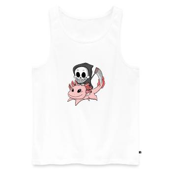Grim Reaper et Axolotl - Débardeur bio Premium Homme - blanc - Devant - Michal (187cm)