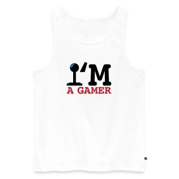 A Gamer Bold Typography - Men's Premium Organic Tank Top - white - Front - AI Model Male 178 light (178cm)