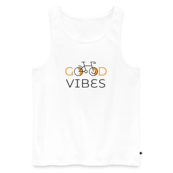 T-shirt de vélo Good Vibes - Débardeur bio Premium Homme - blanc - Devant - Michal (187cm)