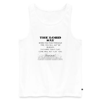 Bible Verse - Men's Premium Organic Tank Top - white - Front - AI Model Male 178 light (178cm)