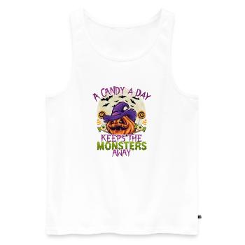 A candy a day keeps the monsters away - Men's Premium Organic Tank Top - white - Front - Michal (187cm)