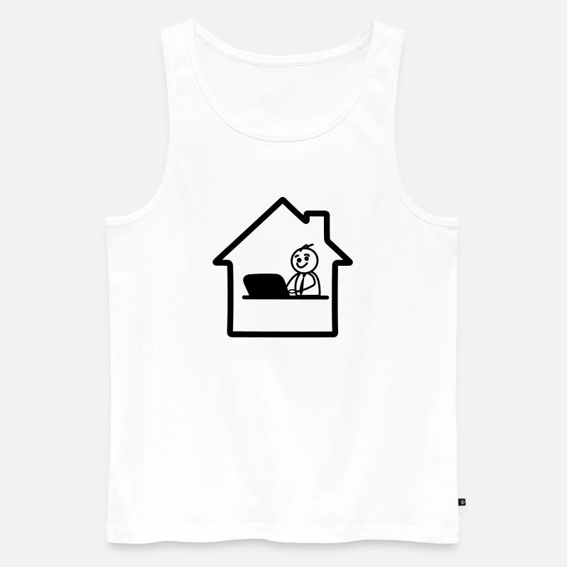Arbeiten zu Hause einfaches Logo - Männer Premium Bio Tank Top - Weiß