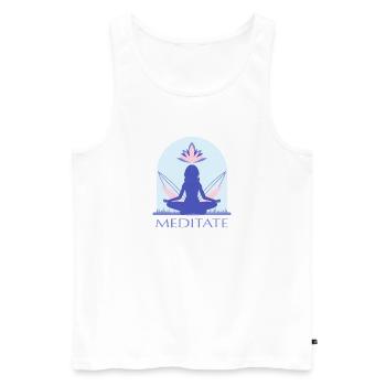 Yoga - Männer Premium Bio Tank Top - Weiß - Vorne - Michal (187cm)