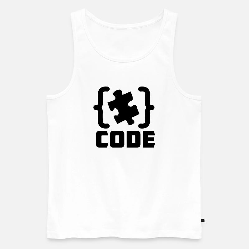 programmer Code puzzle piece solving - Men's Premium Organic Tank Top - white