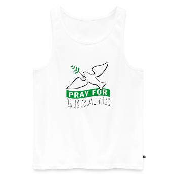 Priez pour l’Ukraine avec des | pigeons Vectorgraphique - Débardeur bio Premium Homme - blanc - Devant - Michal (187cm)