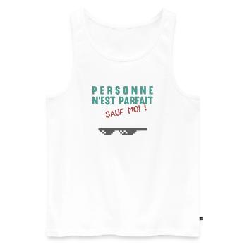 Personne n'est parfait... sauf moi ! - Débardeur bio Premium Homme - blanc - Devant - Michal (187cm)
