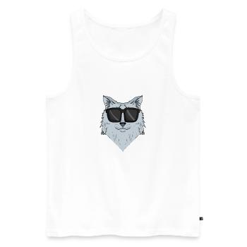 Sibirische Katze - Männer Premium Bio Tank Top - Weiß - Vorne - AI Model Male 178 light (178cm)