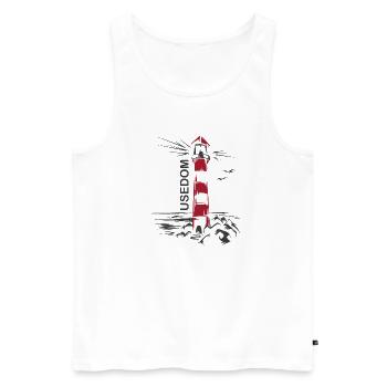 Phare Lac Usedom Vacances mer Rouge Blanche Mer Baltique - Débardeur bio Premium Homme - blanc - Devant - Michal (187cm)