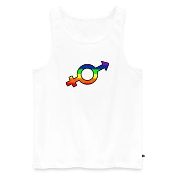 Logo transgenre de genre avec arc-en-ciel - Débardeur bio Premium Homme - blanc - Devant - AI Model Male 178 light (178cm)