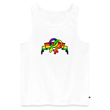 Logo de Rainbow lesbies fier - Débardeur bio Premium Homme - blanc - Devant - AI Model Male 178 light (178cm)