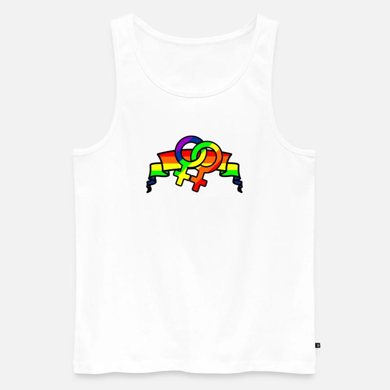 Regenbogen lesbies stolzes Logo - Männer Premium Bio Tank Top - Weiß
