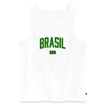 Conception du Brésil avec drapeau national - Débardeur bio Premium Homme - blanc - Devant - AI Model Male 178 light (178cm)
