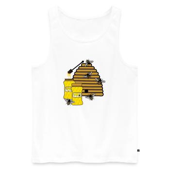 Ruche avec du miel et des abeilles - Débardeur bio Premium Homme - blanc - Devant - AI Model Male 178 light (178cm)