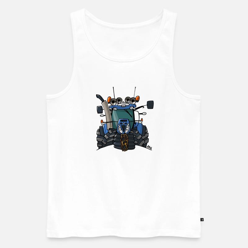 0397 Blauer Traktor - Männer Premium Bio Tank Top - Weiß
