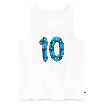 Numéro 10 - TEN - 10ème anniversaire - Débardeur bio Premium Homme - blanc - Devant - Michal (187cm)