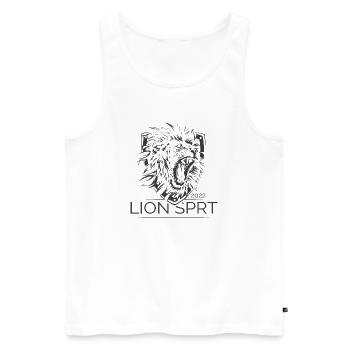 du lion Symbole du Lion Armoiries Illustration du bouclier - Débardeur bio Premium Homme - blanc - Devant - AI Model Male 178 light (178cm)