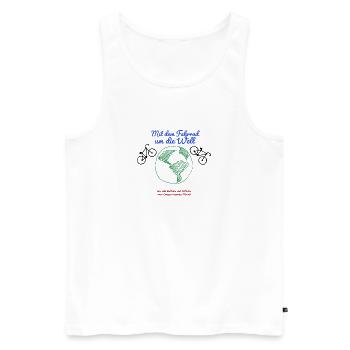 Mit dem Fahrrad um die Welt - Männer Premium Bio Tank Top - Weiß - Vorne - Michal (187cm)