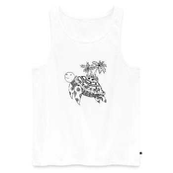 Tortue avec une île sur le dos - Débardeur bio Premium Homme - blanc - Devant - Michal (187cm)