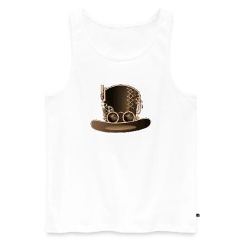 Cylindre Steampunk au look antique avec engrenages - Débardeur bio Premium Homme - blanc - Devant - AI Model Male 178 light (178cm)