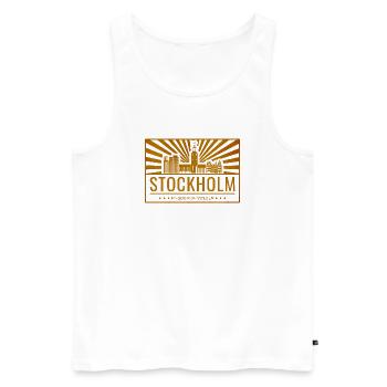 Stockholm Skyline Vintage Siebdruck - Männer Premium Bio Tank Top - Weiß - Vorne - AI Model Male 178 light (178cm)