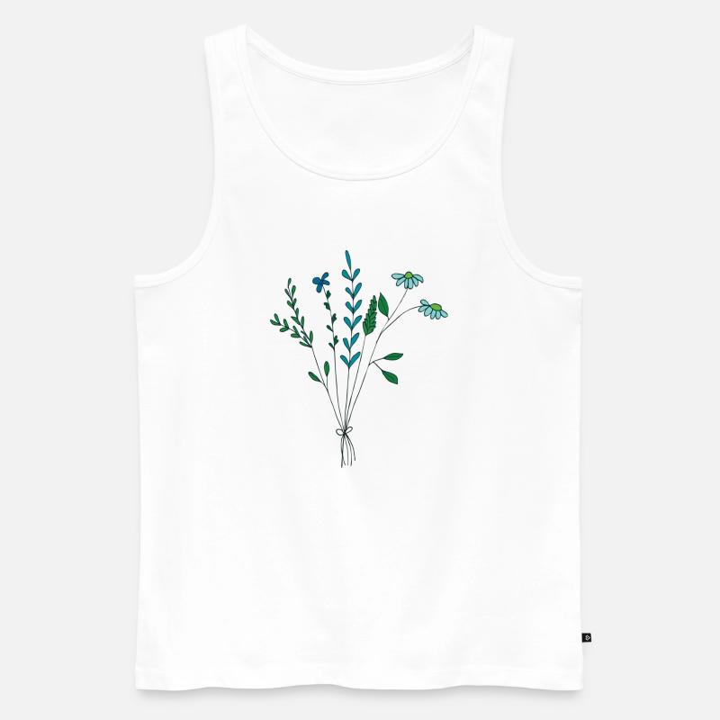 fleur prairie tons bleus fleurs sèches - Débardeur bio Premium Homme - blanc
