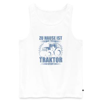Landwirt Sprüche zu Hause ist wo mein Traktor - Männer Premium Bio Tank Top - Weiß - Vorne - Michal (187cm)