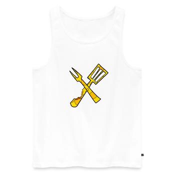 Cheese Cook - Men's Premium Organic Tank Top - white - Front - Michal (187cm)