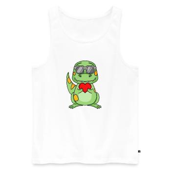 Dinosaurs with sunglasses and heart - Men's Premium Organic Tank Top - white - Front - AI Model Male 178 light (178cm)