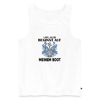 Motorboot Kapitän Urlaub Spruch Geschenk - Männer Premium Bio Tank Top - Weiß - Vorne - Michal (187cm)