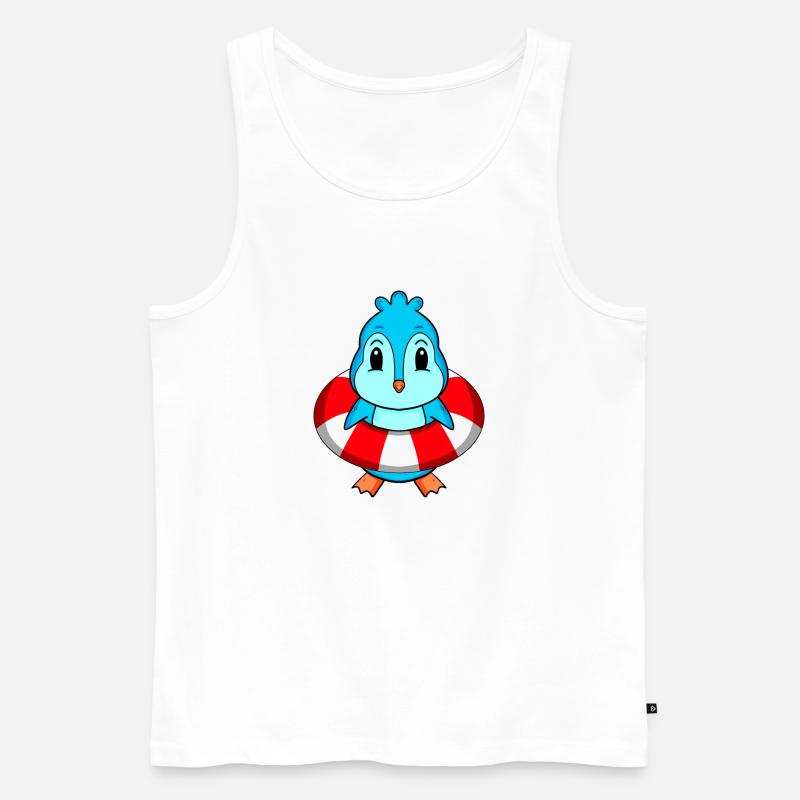 Pinguin Schwimmen Rettungsring - Männer Premium Bio Tank Top - Weiß