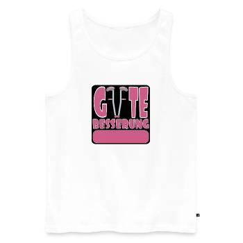 Gute Besserung wünschen - SELBST GESTALTEN NAME - Männer Premium Bio Tank Top - Weiß - Vorne - Michal (187cm)