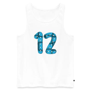 12th Birthday - Number 12 - TWELVE - TWELVE YEAR OLD - Men's Premium Organic Tank Top - white - Front - AI Model Male 178 light (178cm)