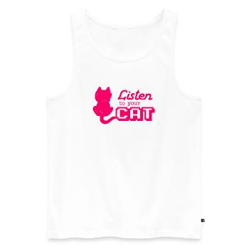 « Écoutez votre chat » dicton cool avec chat - Débardeur bio Premium Homme - blanc - Devant - Michal (187cm)